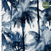 Blue Watercolor Hand Drawn Palm Tree Pattern Digital Printed Fabric